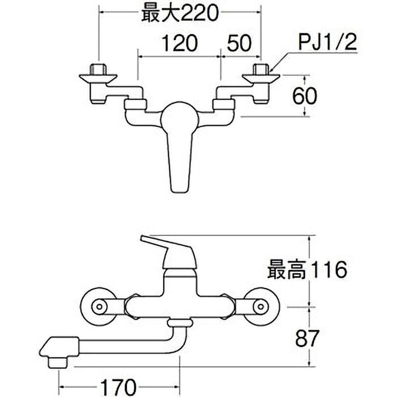 CK1700DK-13 シングル混合栓 SANEI キッチン用 壁付タイプ 寒冷地 標準取付タイプ 逆止弁 CK1700DK-13 -  【通販モノタロウ】