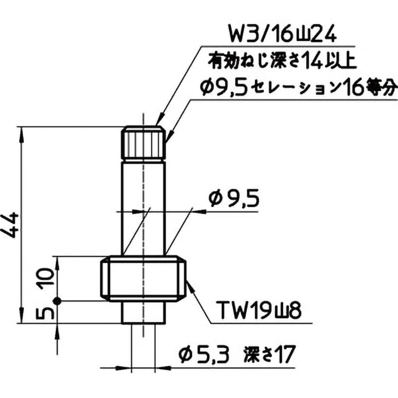 PU36-1-13 水栓スピンドル SANEI 呼び径13mm 全長45mm長さ44mm PU36-1-13 - 【通販モノタロウ】