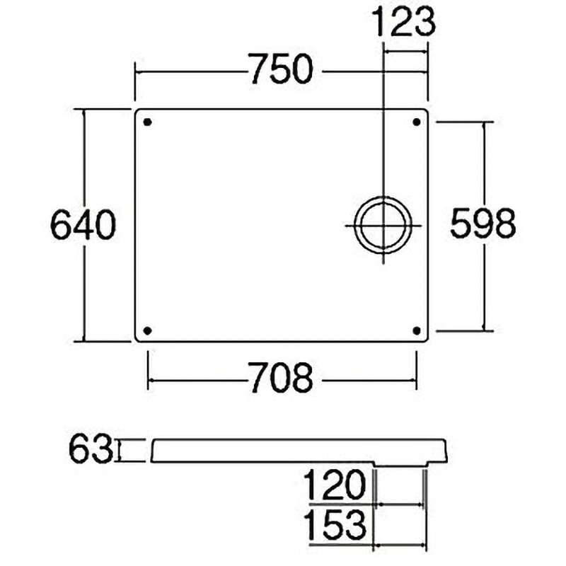 穴なし防水パン 寸法：Ｗ６４０×Ｄ６４０×Ｈ６０（ｍｍ） 色：アイボリーホワイト 材質：ＰＰ樹脂 穴なし防水パン 寸法：Ｗ６４０×Ｄ６４０×Ｈ６０（ｍｍ） 色