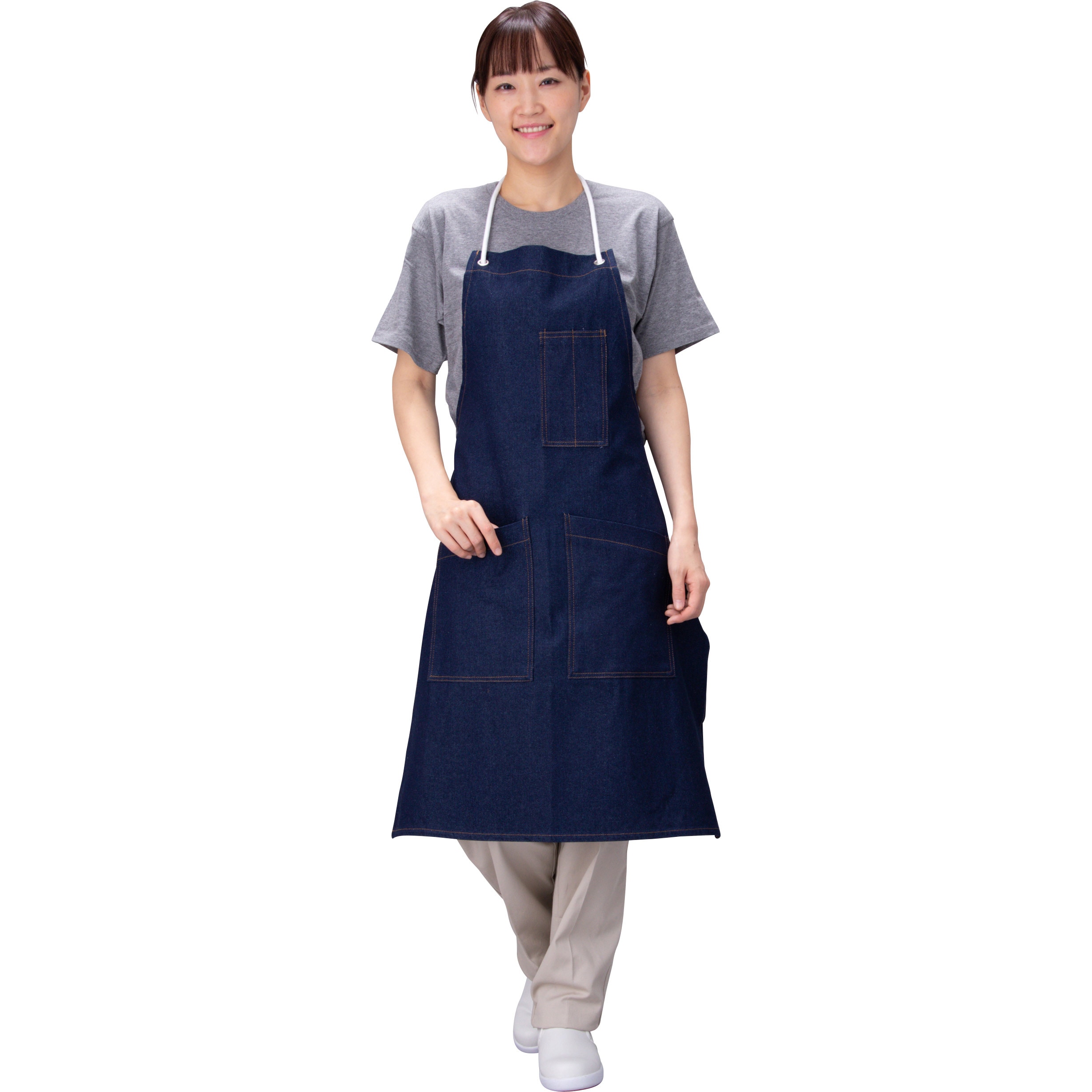エプロン デニム ロープタイプ モノタロウ ネイビー色 総丈89.0cm