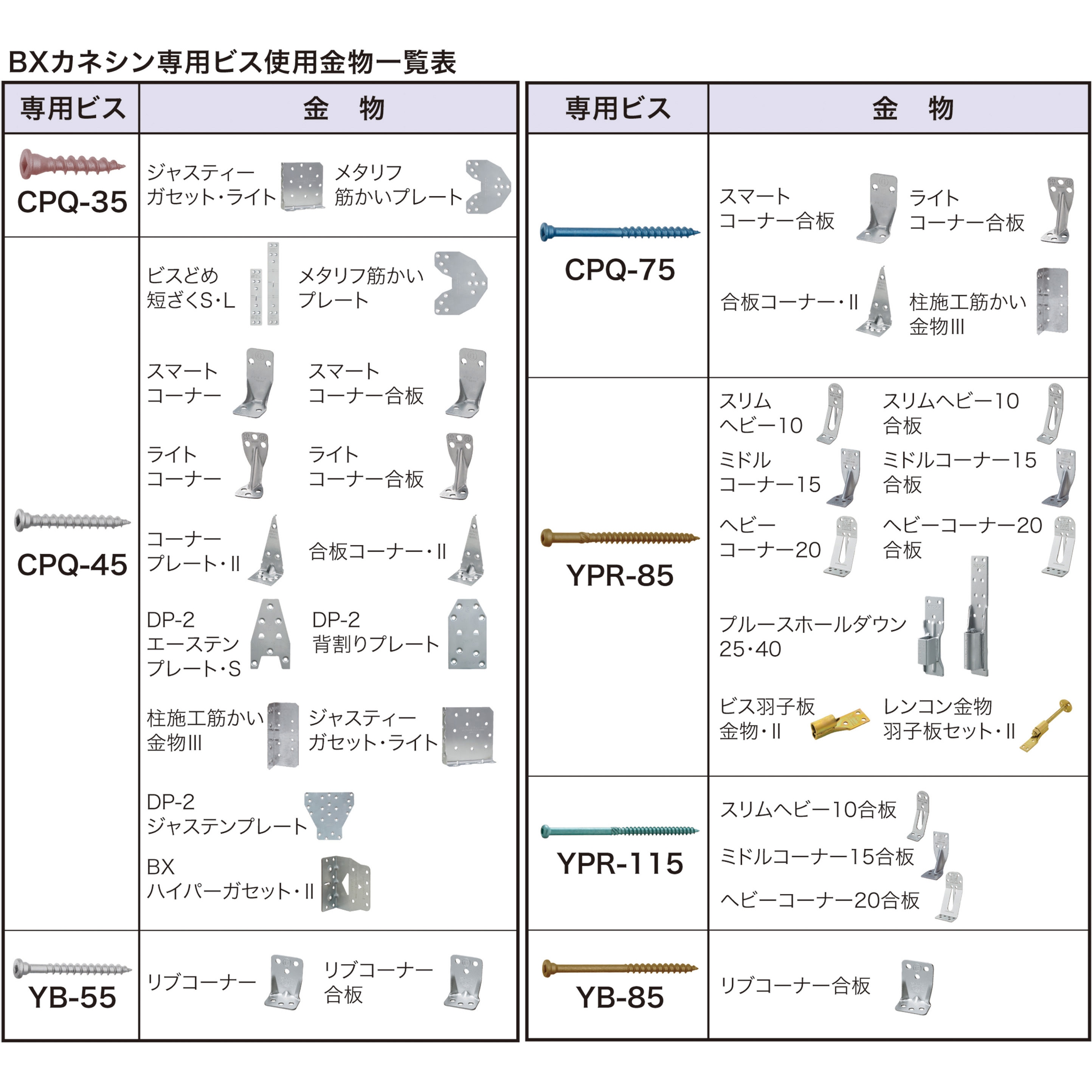 YB-55 カネシンオリジナル金物専用ビス 1セット(3パック×20本) BX