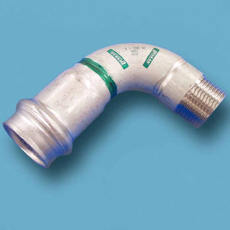 AEオス2型 ステンレス鋼管対応継手ダブルプレス オスアダプタ付90°エルボ2型 1個 ベンカン 【通販モノタロウ】