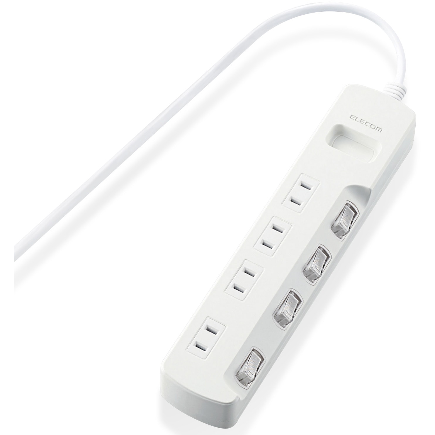 T-E6A-2410WH 電源タップ 2P 延長コード 個別スイッチ付 省エネ ほこり