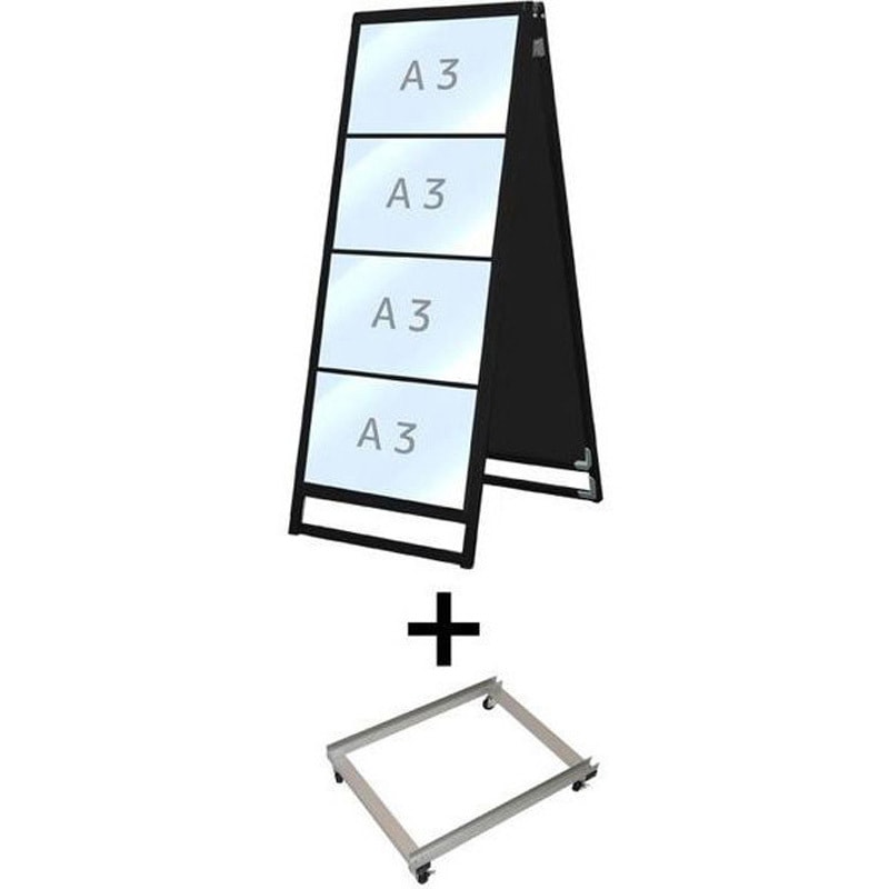 BVACCSK-A3Y8R-KSET ブラックバリウスカードケーススタンド看板 A3横8両面 アームキャスターセット 1台 常磐精工 【通販モノタロウ】