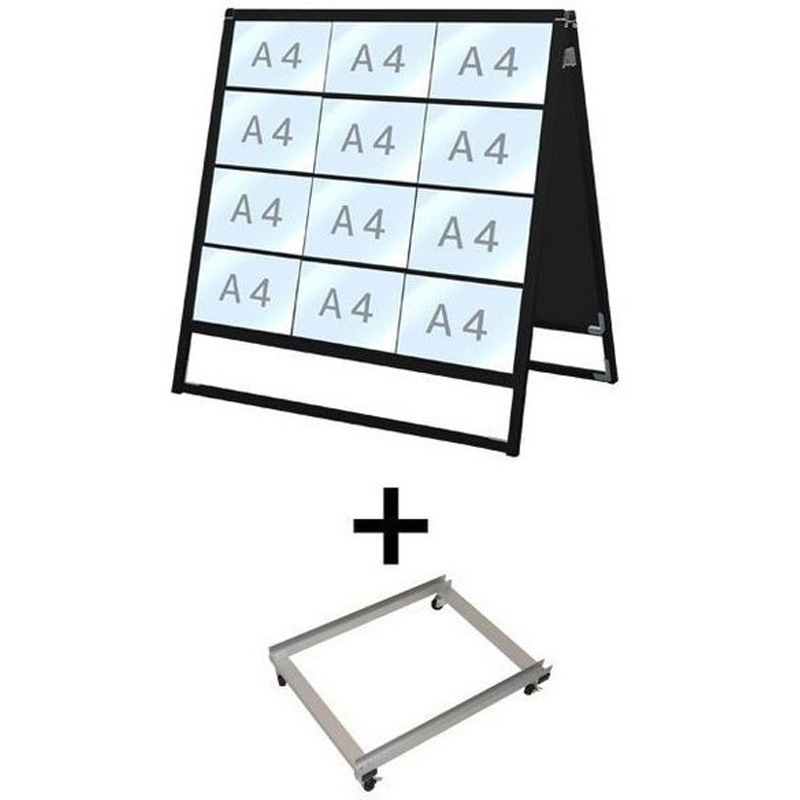 BVACCSK-A4Y24R-KSET ブラックバリウスカードケーススタンド看板 A4横24両面 アームキャスターセット 1台 常磐精工 【通販モノタロウ】