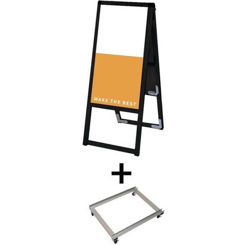 BVASKAP-300X600R-KSET ブラックバリウススタンド看板 アルミ複合板 300×600両面 アームキャスターセット 常磐精工 幅336mm高さ790mm  BVASKAP-300X600R-KSET