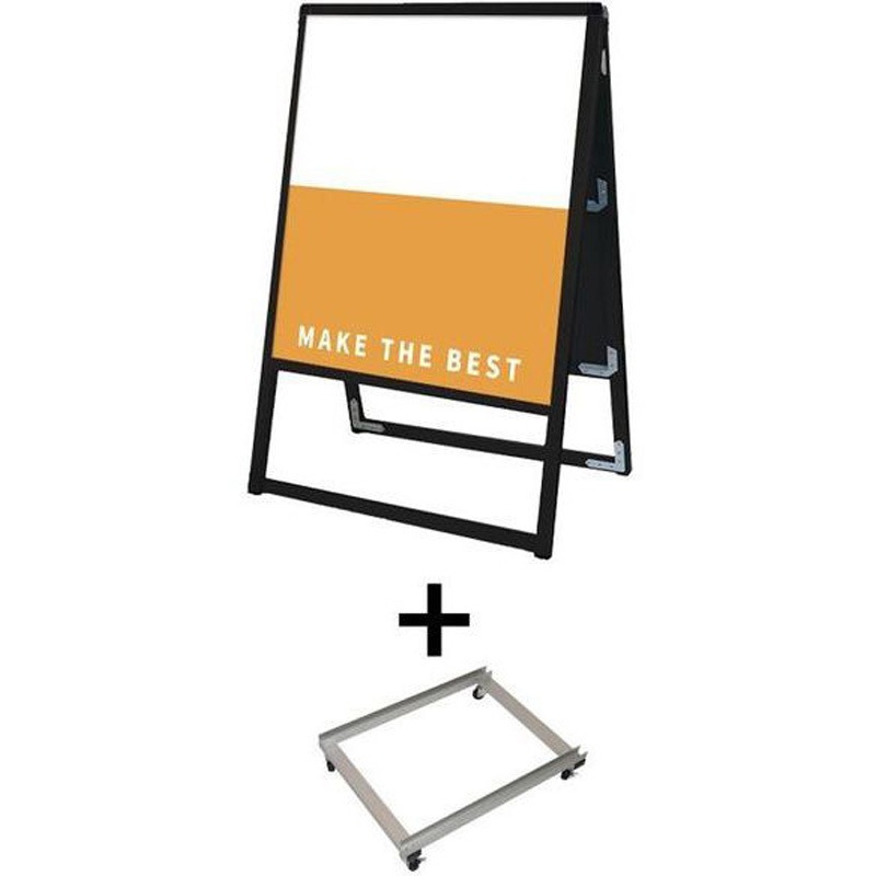 BVASKAP-450X600R-KSET ブラックバリウススタンド看板 アルミ複合板 450×600両面 アームキャスターセット 常磐精工 幅486mm高さ790mm  BVASKAP-450X600R-KSET