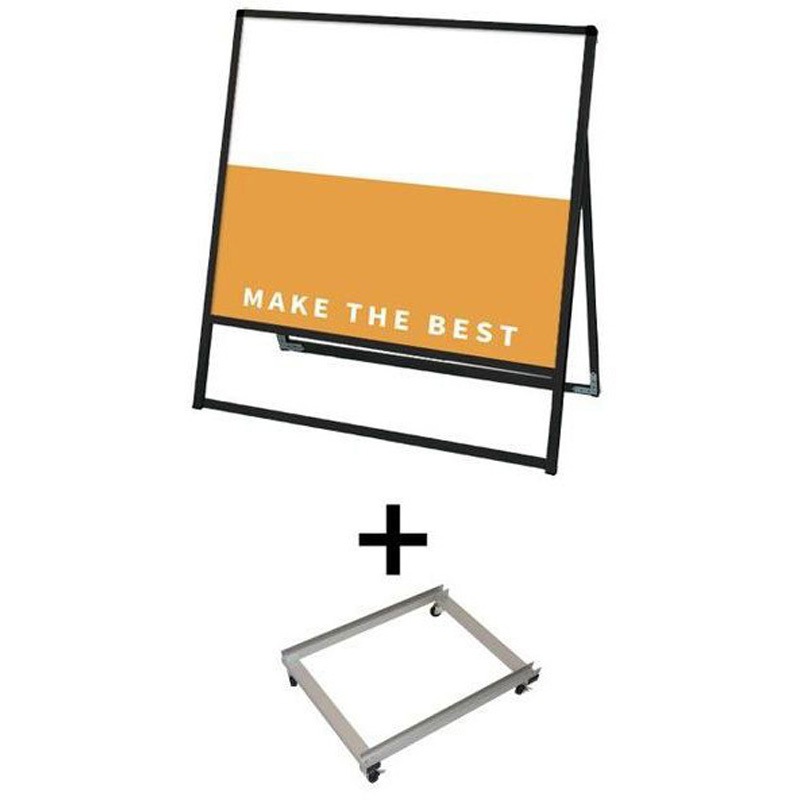 BVASKAP-900X900K-KSET ブラックバリウススタンド看板 アルミ複合板 900×900片面 アームキャスターセット 常磐精工 幅936mm高さ1080mm  BVASKAP-900X900K-KSET