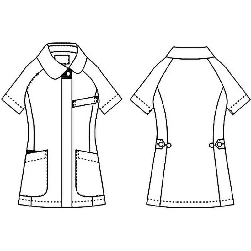 070-28-M レディスジャケット半袖 070 KAZEN ホワイト×ネイビー色 M