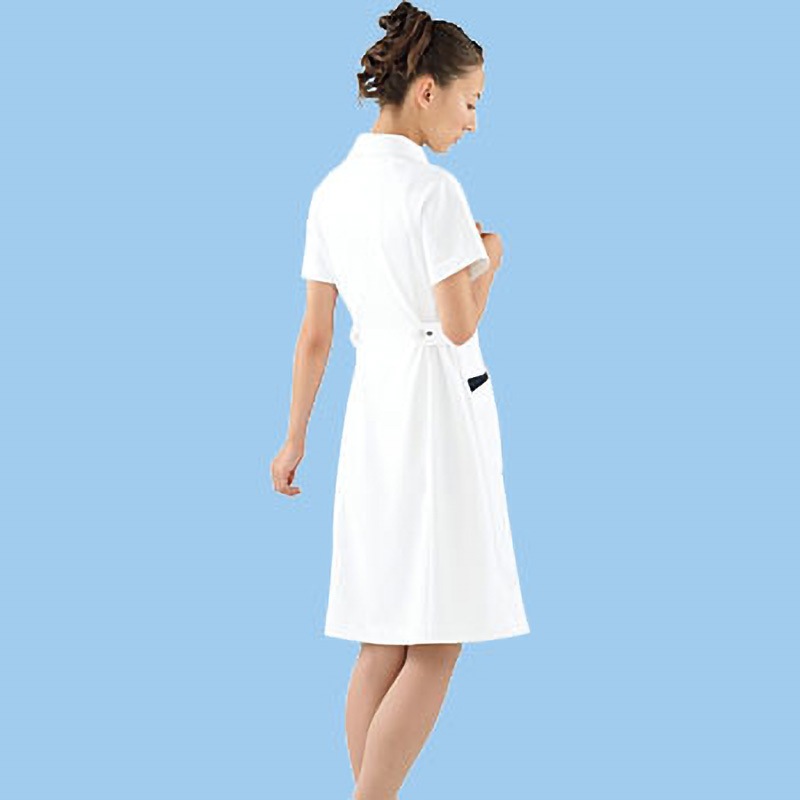 049-28-S ワンピース半袖 049 KAZEN ホワイト×ネイビー色 S