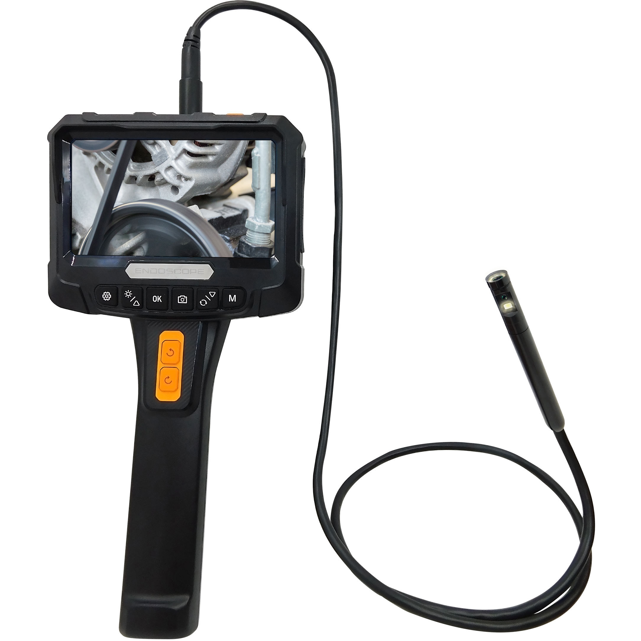 FIB-LCAM-2L360-1M ファイバースコープカメラ(ファイバー長1m、2レンズ360度回転、1080P) ブロードウォッチ ディスプレイ5インチ