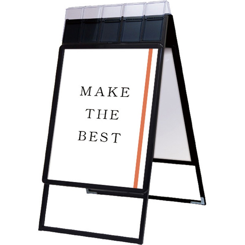 PGSKP-A1RB-G-KSET ポスターグリップスタンド看板パンフレットケース付(屋外用) A1両面ブラック アームキャスターセット 1台 常磐精工 【通販モノタロウ】