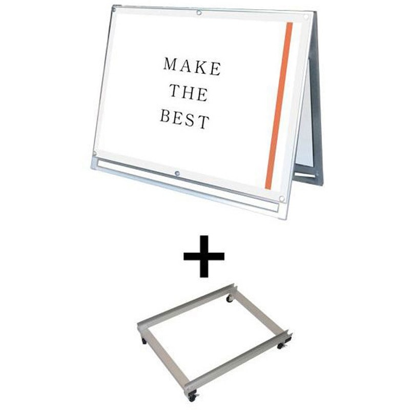 PSSK-A0YLRW-KSET ポスター用スタンド看板 A0横ロウ両面ホワイト アームキャスターセット 1台 常磐精工 【通販モノタロウ】