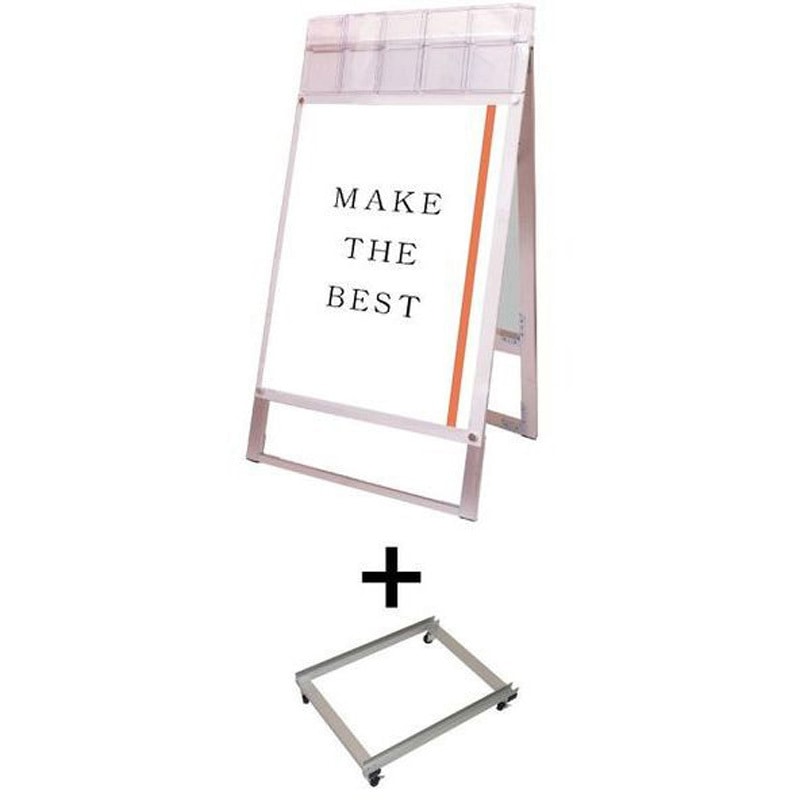 PSSKMNP-A1RW-G-KSET ポスター用スタンド看板マグネジ パンフレットケース付 A1両面ホワイト(屋外用) アームキャスターセット 1台 常磐精工 【通販モノタロウ】