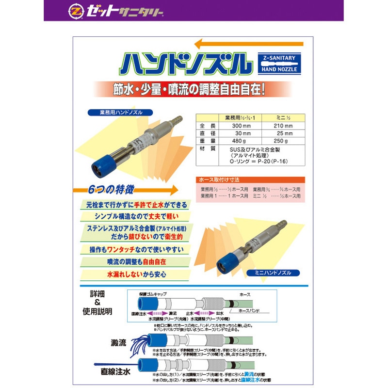 業務用ハンドノズルー20A 業務用ハンドノズル フジトク SUS/アルミ製