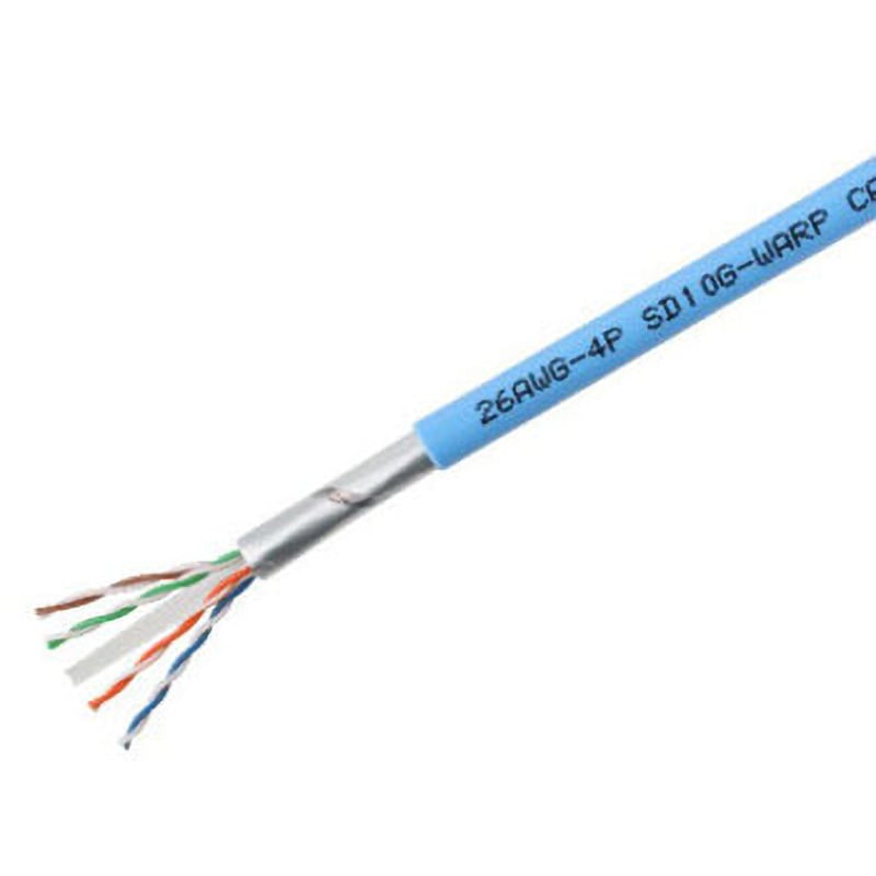 26AWG-4P SD10G-WARP(SB) Cat6A U/UTP 26AWG 単線ケーブル 水色 1箱
