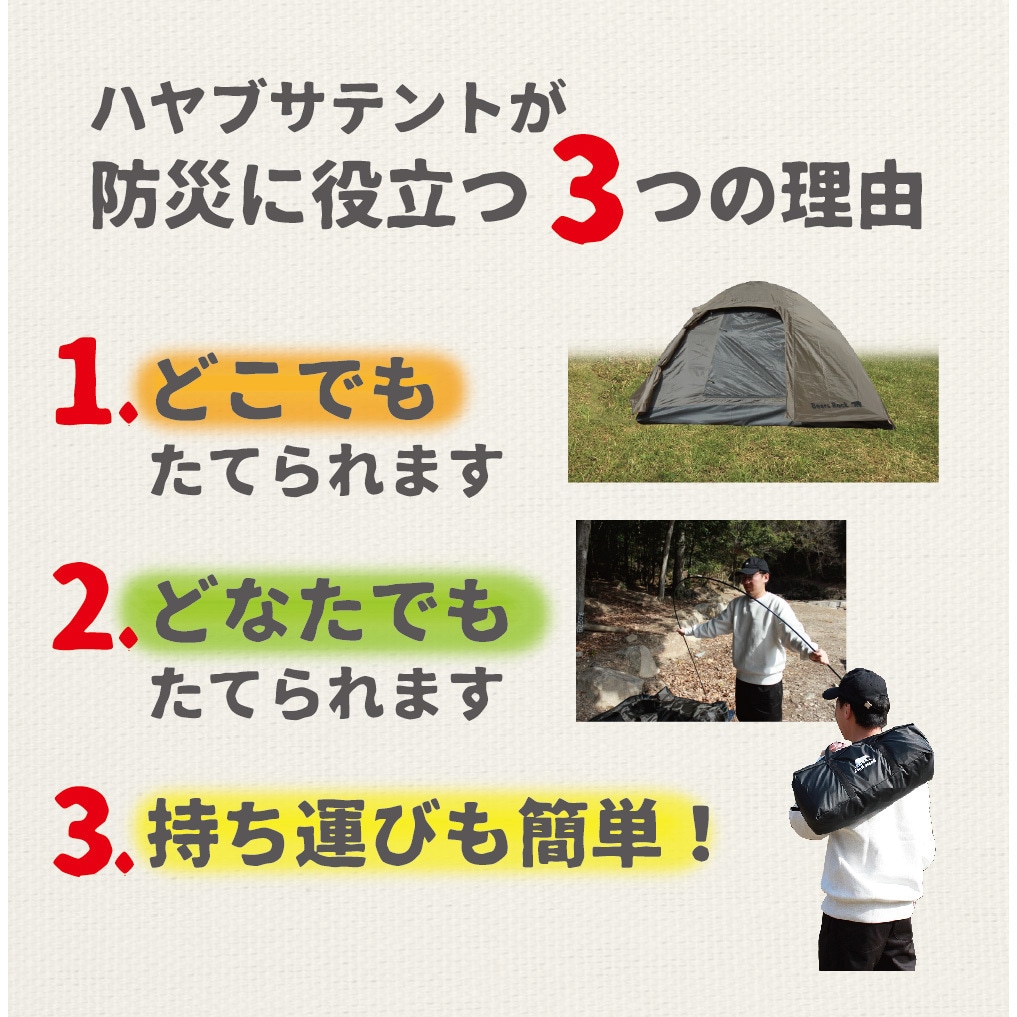 TM-501(4個セット) 防災自立式 ハヤブサテント5人用 Bears Rock カーキ