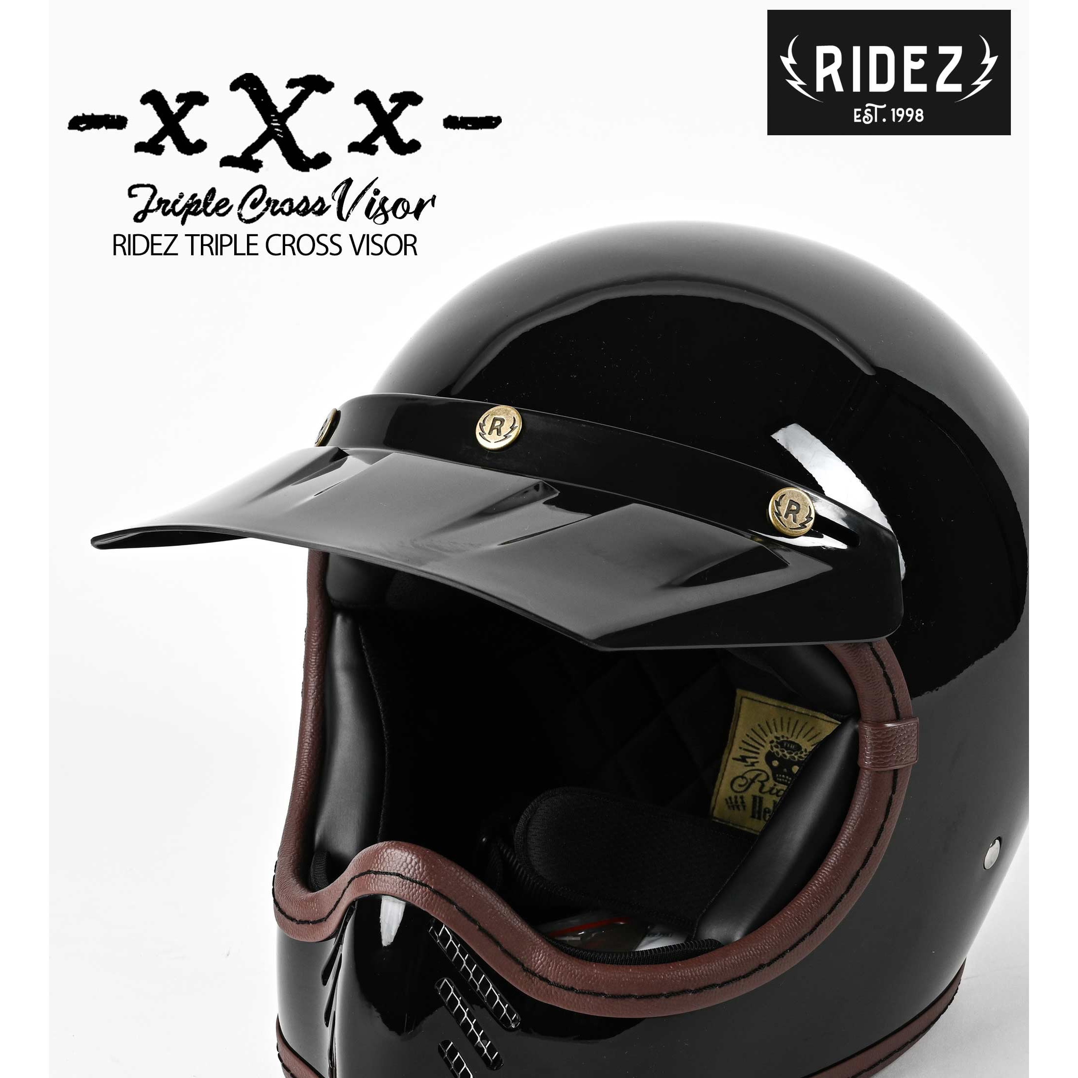 xxx-VISOR-BK バイク ロングバイザー トリプルクロス 1個 RIDEZ