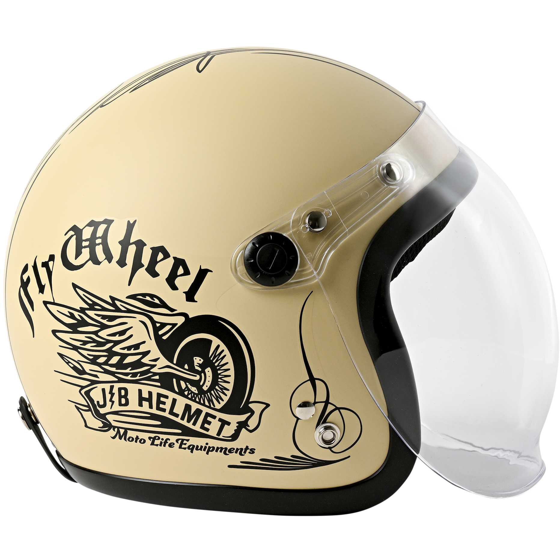 JB-FLYWHEEL-IVORY ジェットヘルメット シールド付き JB FLYWHEEL
