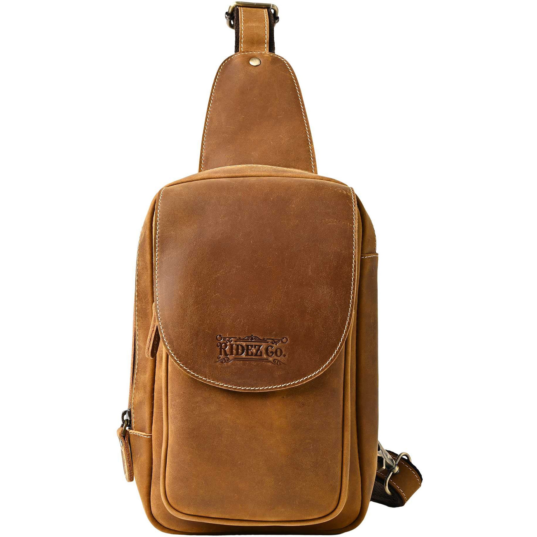 RBP02-L.BROWN 本革 ショルダーバッグ 革 茶 バイク 鞄 RBP02 RIDEZ(ライズ) ライトブラウン色