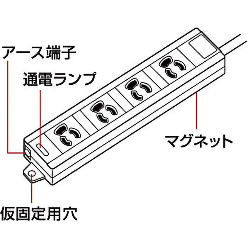 TAP-MG341N2-3 3P抜け止め電源タップ サンワサプライ ストレート 4口