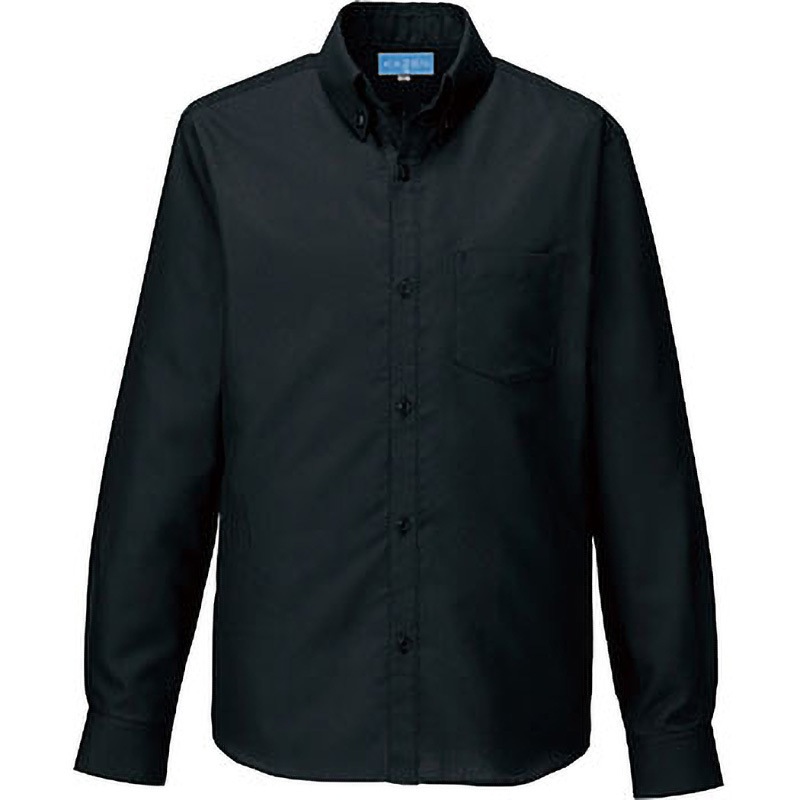 610-05-S メンズボタンダウンシャツ長袖 KAZEN 交織アゼック 左胸