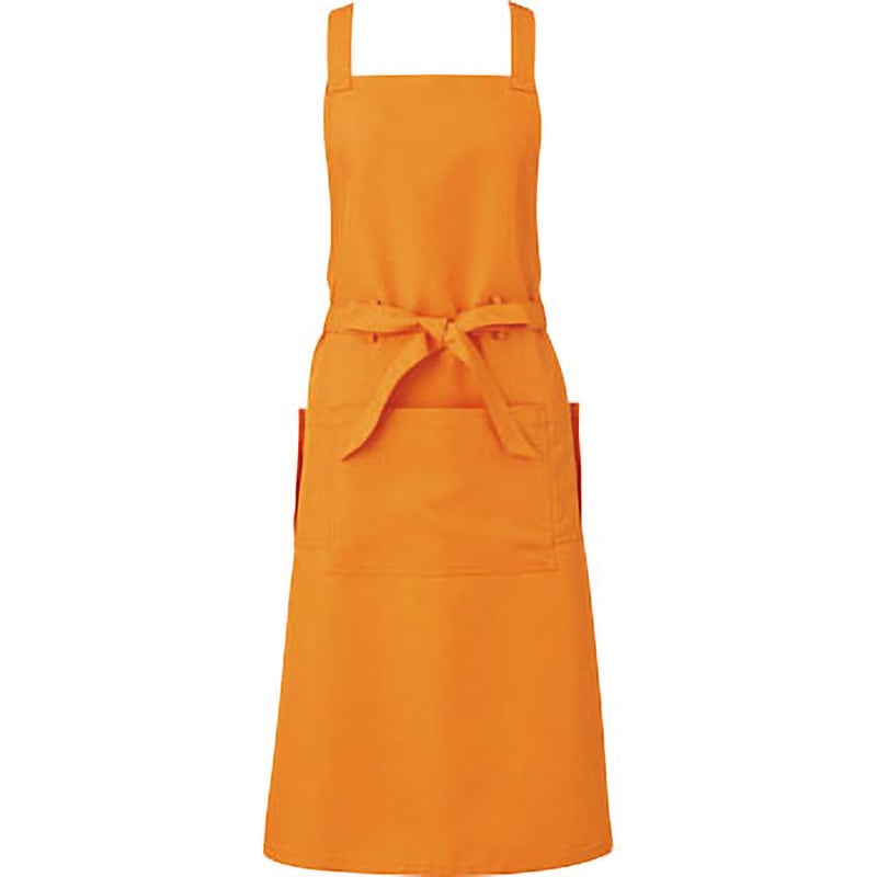 APK494-C/4 胸当てエプロン 前結び KAZEN オレンジ色 サイズM - 【通販