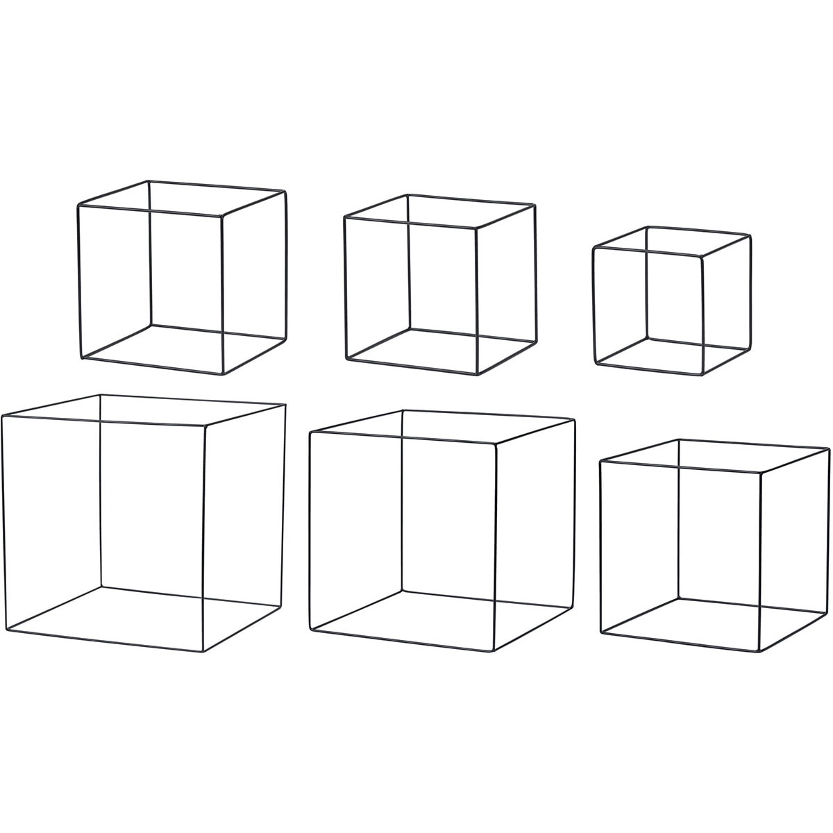 XU000021 ワイヤーキューブセット黒 東京堂 ディスプレイ什器 寸法□35～15cm  XU000021
