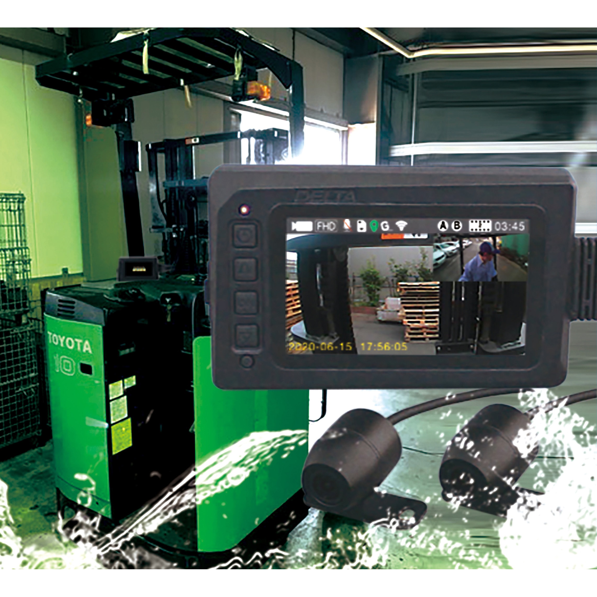 D-2145 現場監督 無線LAN搭載2カメラドライブレコーダー 1セット 現場