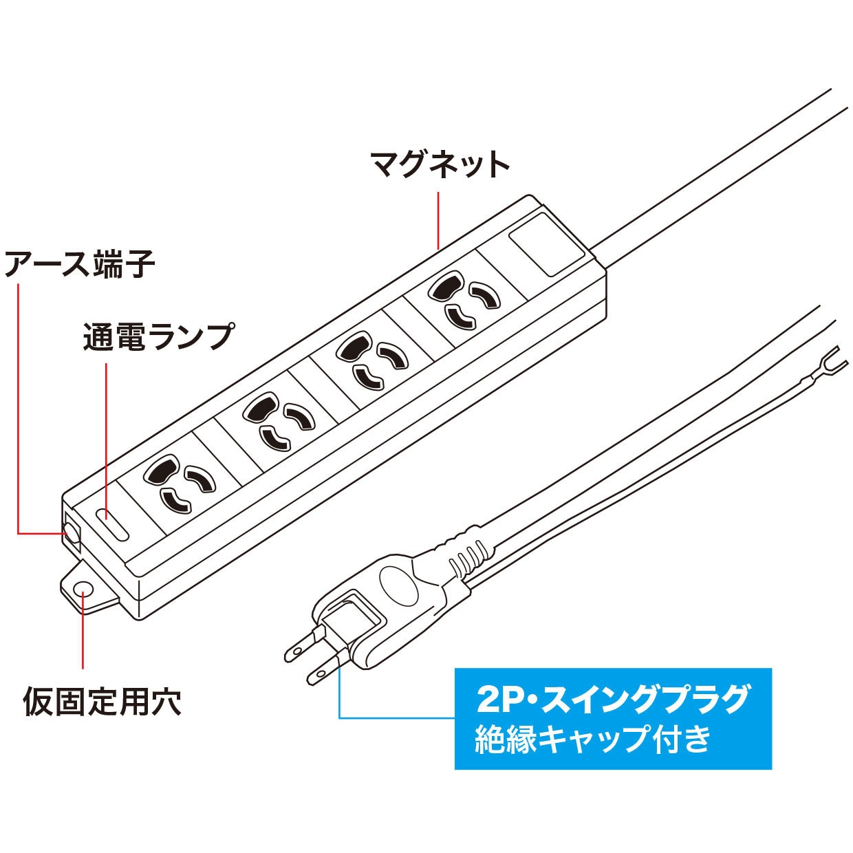 その他 SenseCAP M1 TAP-MG341N2PN-1 電源タップ(3P) サンワサプライ 4口 ○マグネット