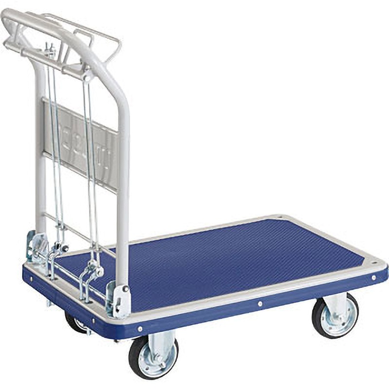 201NKHBS プレス製運搬車 ドンキーカート (ハンド式 ピン式2輪ストッパー付) TRUSCO スチール製 下り坂用 ブレーキあり 折りたたみハンドルタイプ 荷台寸法810×510mm  201NKHBS