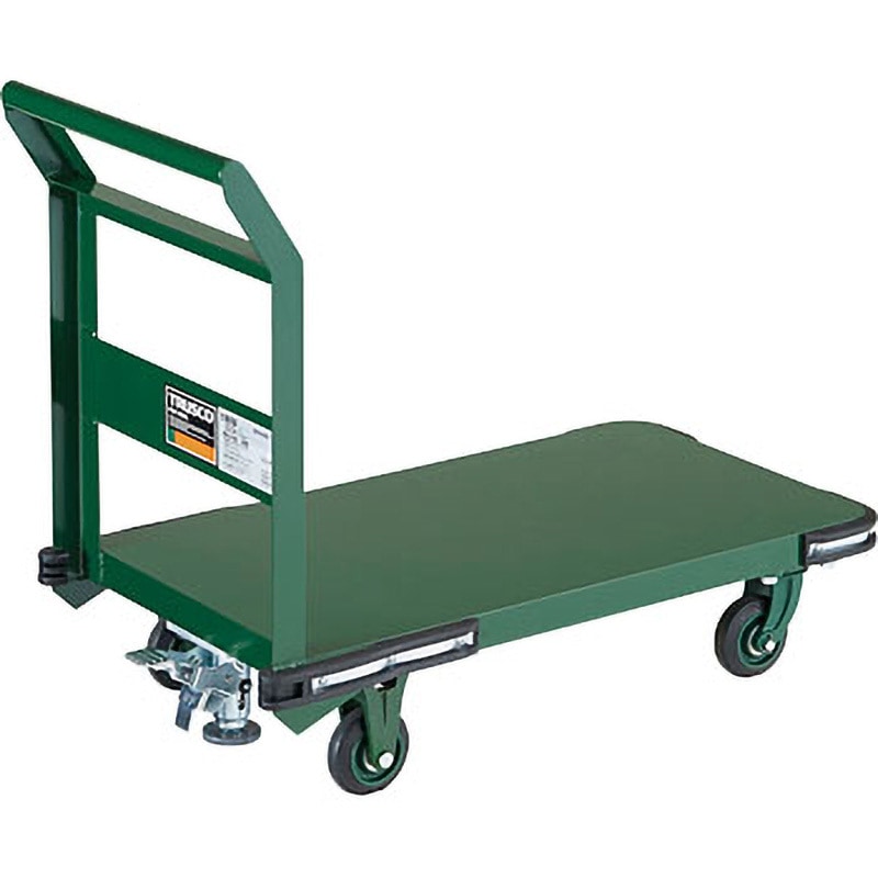 OH-2SS 鋼鉄製運搬車(固定ハンドルタイプ・ストッパー付) TRUSCO ゴム車輪 スチール/メラミン焼付塗装製 グリーン色 荷重500kg   OH-2SS