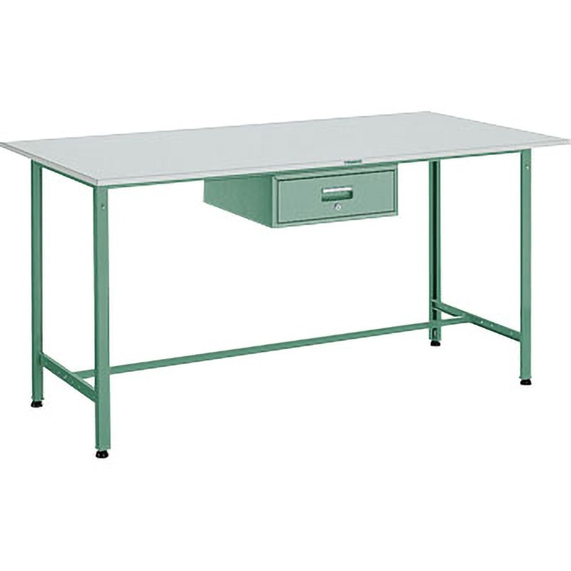 HRAE-0960F1 軽量立ち作業台(1段引出し付) TRUSCO 荷重300kg スチール製 リノリューム張製天板 グリーン色 間口900mm奥行600mm高さ900mm  HRAE-0960F1