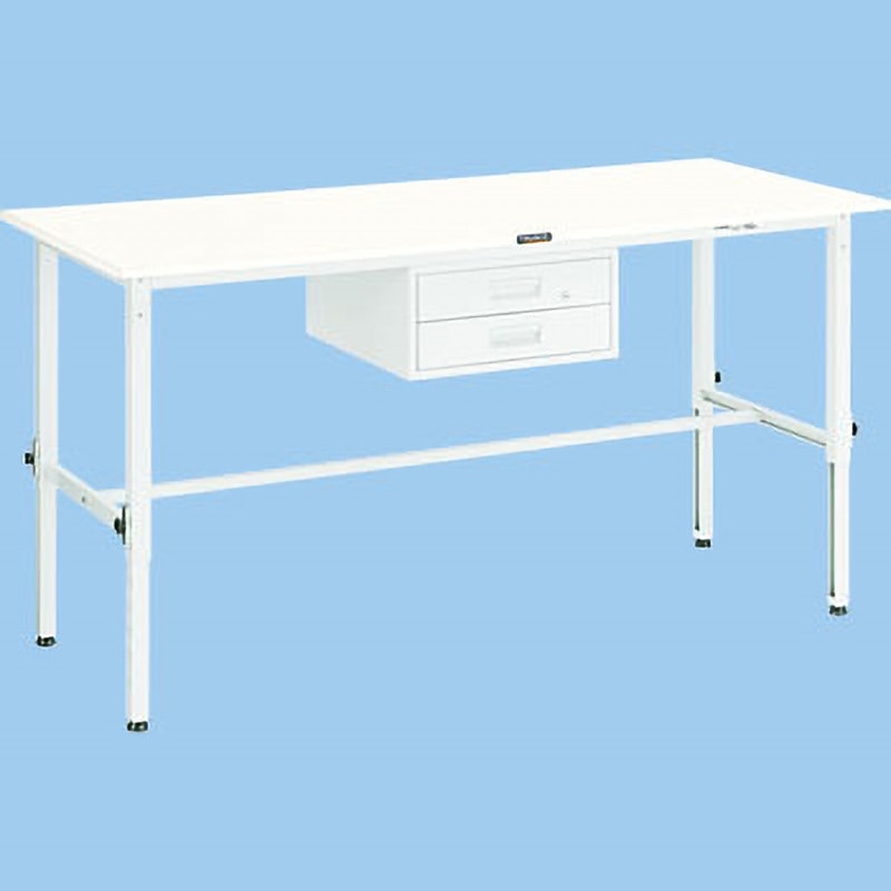 AEM-0960F2 軽量高さ調節式作業台(2段引出し付) TRUSCO 荷重150kg グリーン色 ポリ化粧製天板 間口900mm奥行600mm  AEM-0960F2