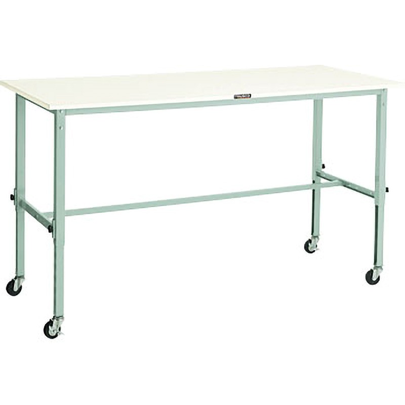 AEM-1809C75 W 軽量高さ調節式作業台(Φ75mmキャスター付) TRUSCO 荷重80kg ホワイト色 ポリ化粧製天板 間口1800mm奥行900mm高さ719～1019mm  AEM-1809C75 W