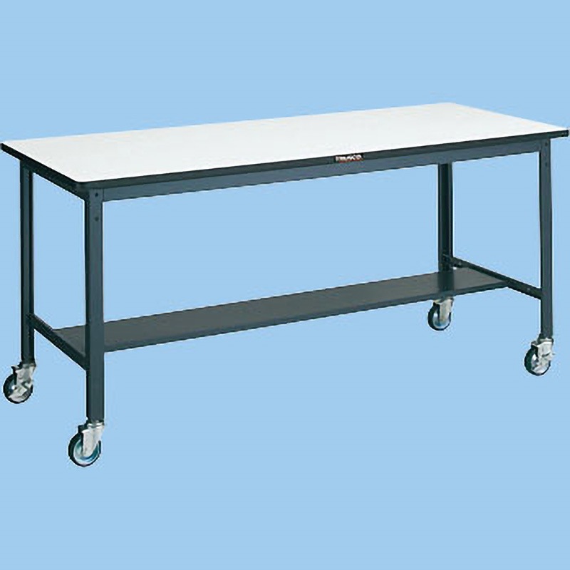 AEWS-0960CU100 中量作業台(Φ100mmウレタンキャスター付) TRUSCO 荷重250kg ダークグレー色 スチール製天板 間口900mm奥行600mm高さ846mm  AEWS-0960CU100