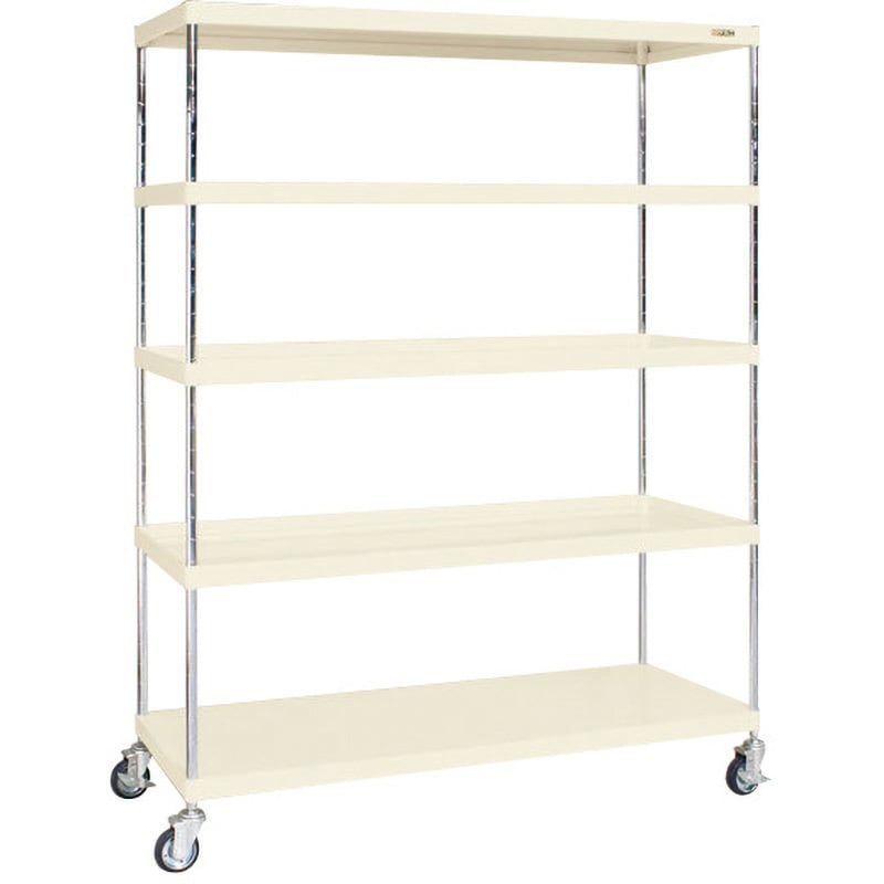 CSPRA-2215URI ニューCSパールキャスターラック(間口1500/ゴム車/直進安定金具無) サカエ 均等耐荷重75kg/段 棚段数5段 高さ1623mm  CSPRA-2215URI