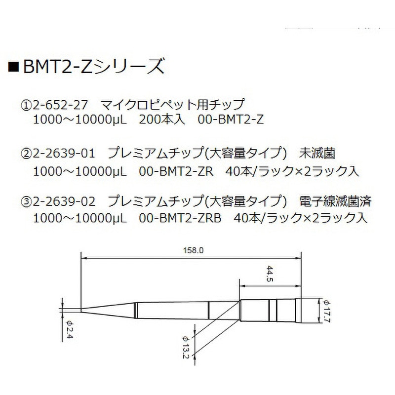 00-BMT2-ZR プレミアムチップ NICHIRYO(ニチリョー) 容量1000～10000μL