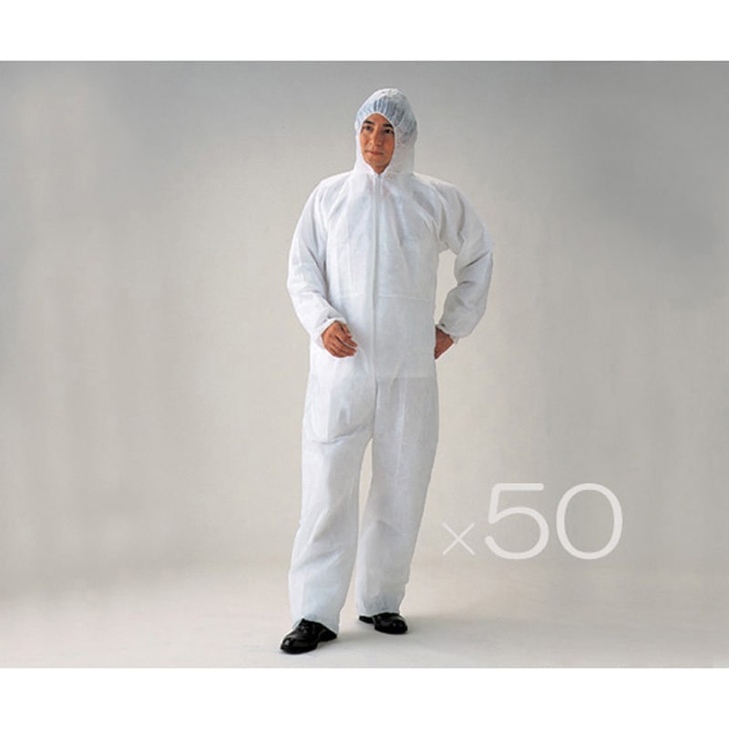 ディスポツナギ服 アズワン つなぎ 男性用タイプ  1セット(50枚)