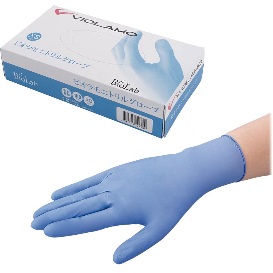 ビオラモニトリルグローブ VIOLAMO(ビオラモ) 粉無 ブルー色 100枚入