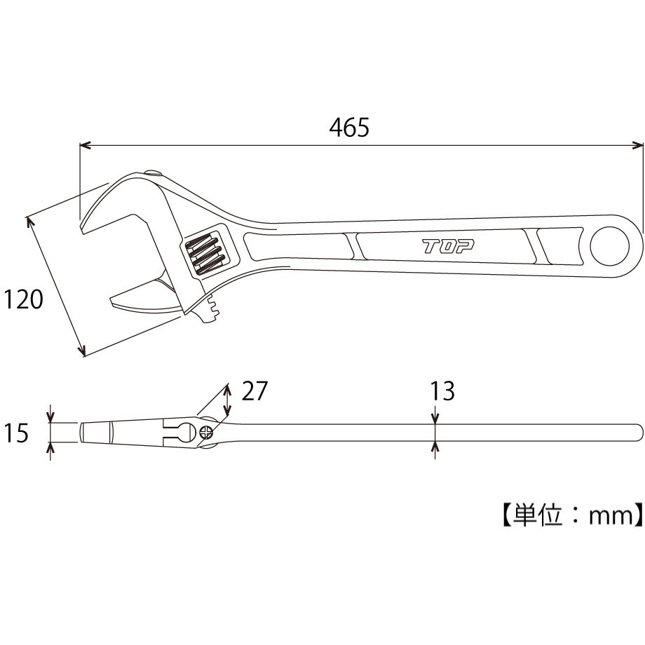 HX-450 モンキレンチHX トップ工業 全長465mm口開き0～58mm HX
