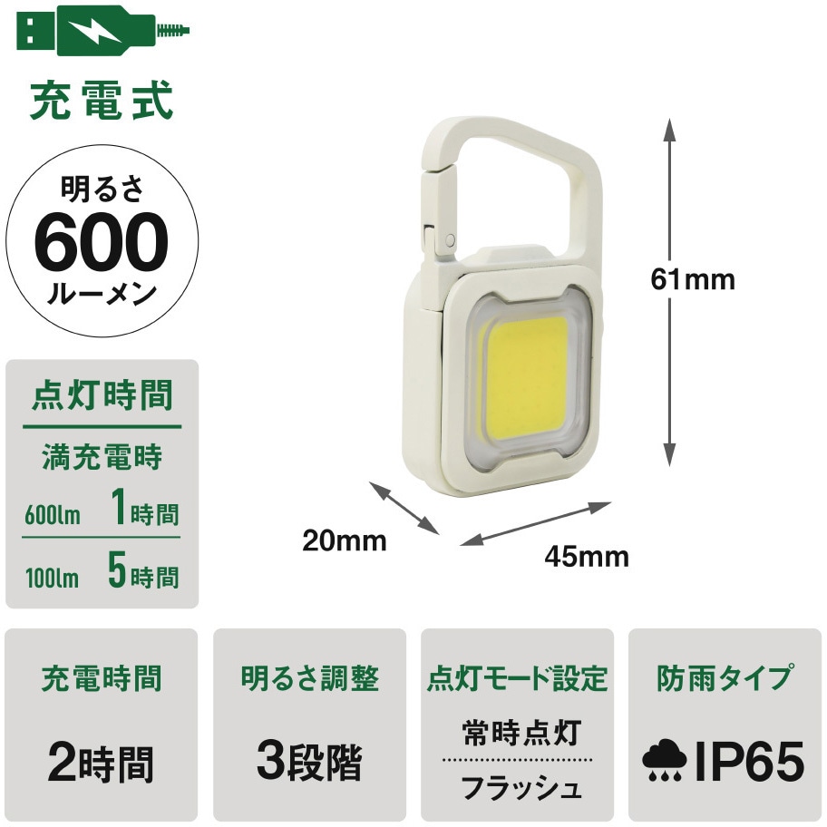 WRC-20WH 充電式 ぴかり MINI LIGHT ライテックス(ムサシ) LED フック