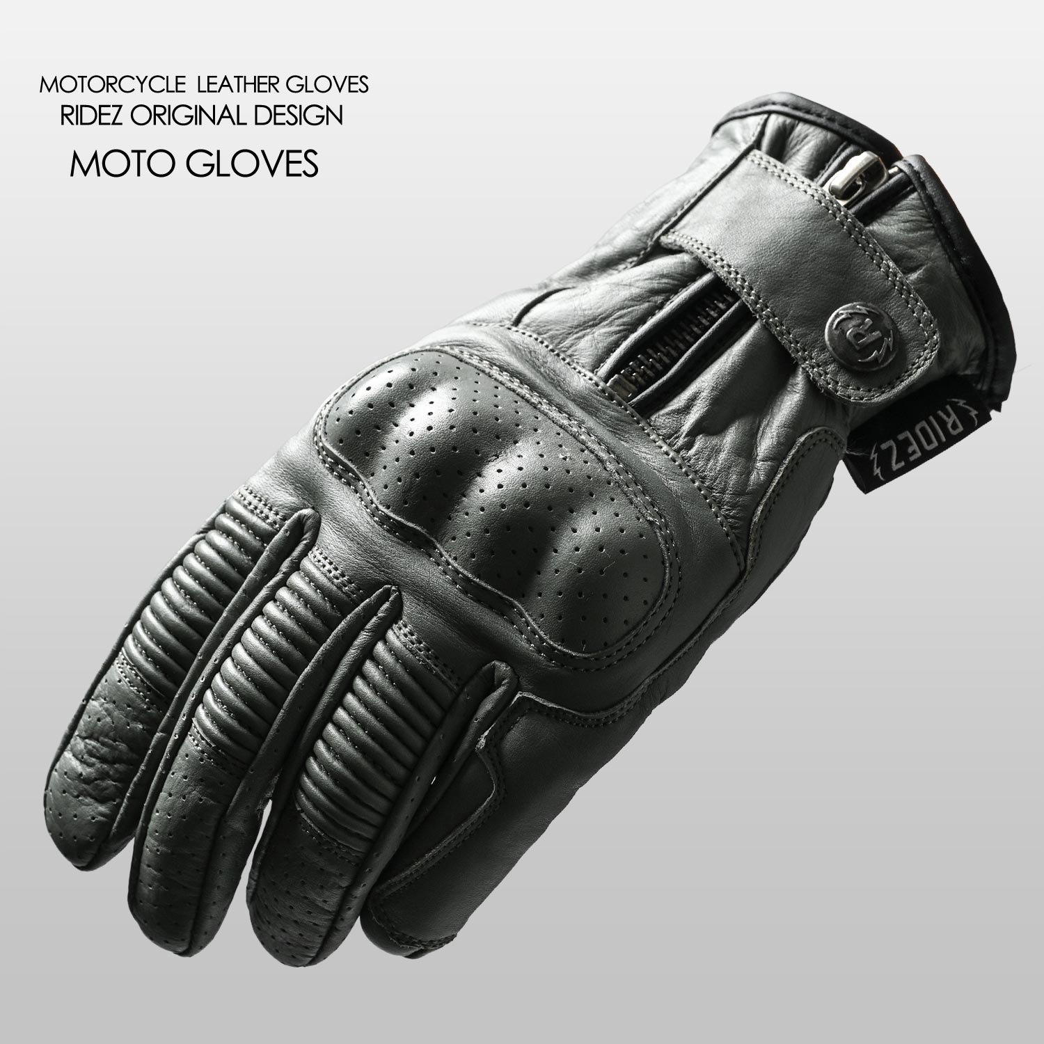 RLG2201-GR-L バイク レザー グローブ タッチパネル対応 プロテクター
