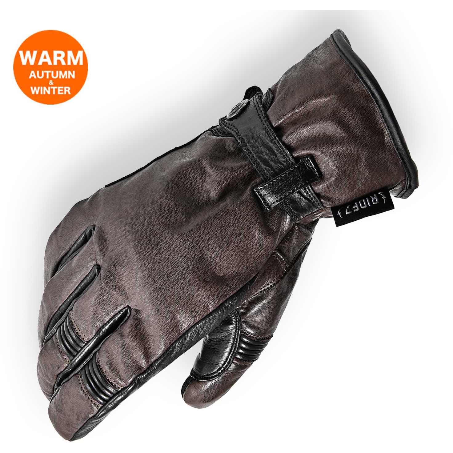 RWG06-D.BROWN-M 秋冬 防寒 バイク 牛革 グローブ スマホ対応 RIDEZ(ライズ) ブラウン色 サイズM 1個