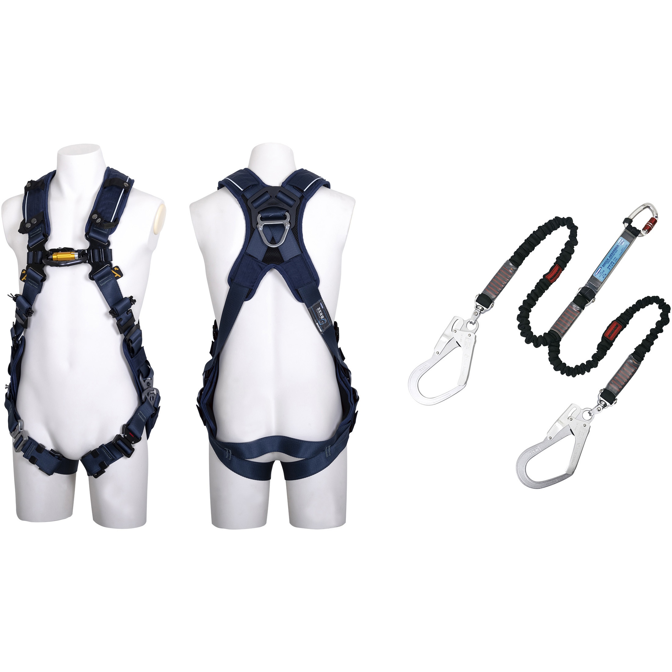 TH-520V+2NV93SV-OT-BL-M-HG-BX フルハーネス型墜落制止用器具 ZERO-Gハーネス(ZERO-G  HARNESS)V型腿ベルト ツインランヤード・ツイン ノビロン付 1セット 藤井電工(ツヨロン) 【通販モノタロウ】