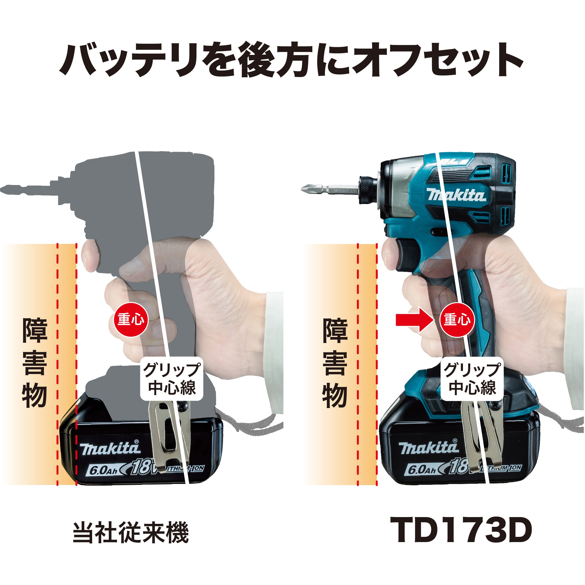 TD173DX 充電式インパクトドライバ(バッテリ2個付き/充電器別売り) 1台 マキタ 【通販モノタロウ】