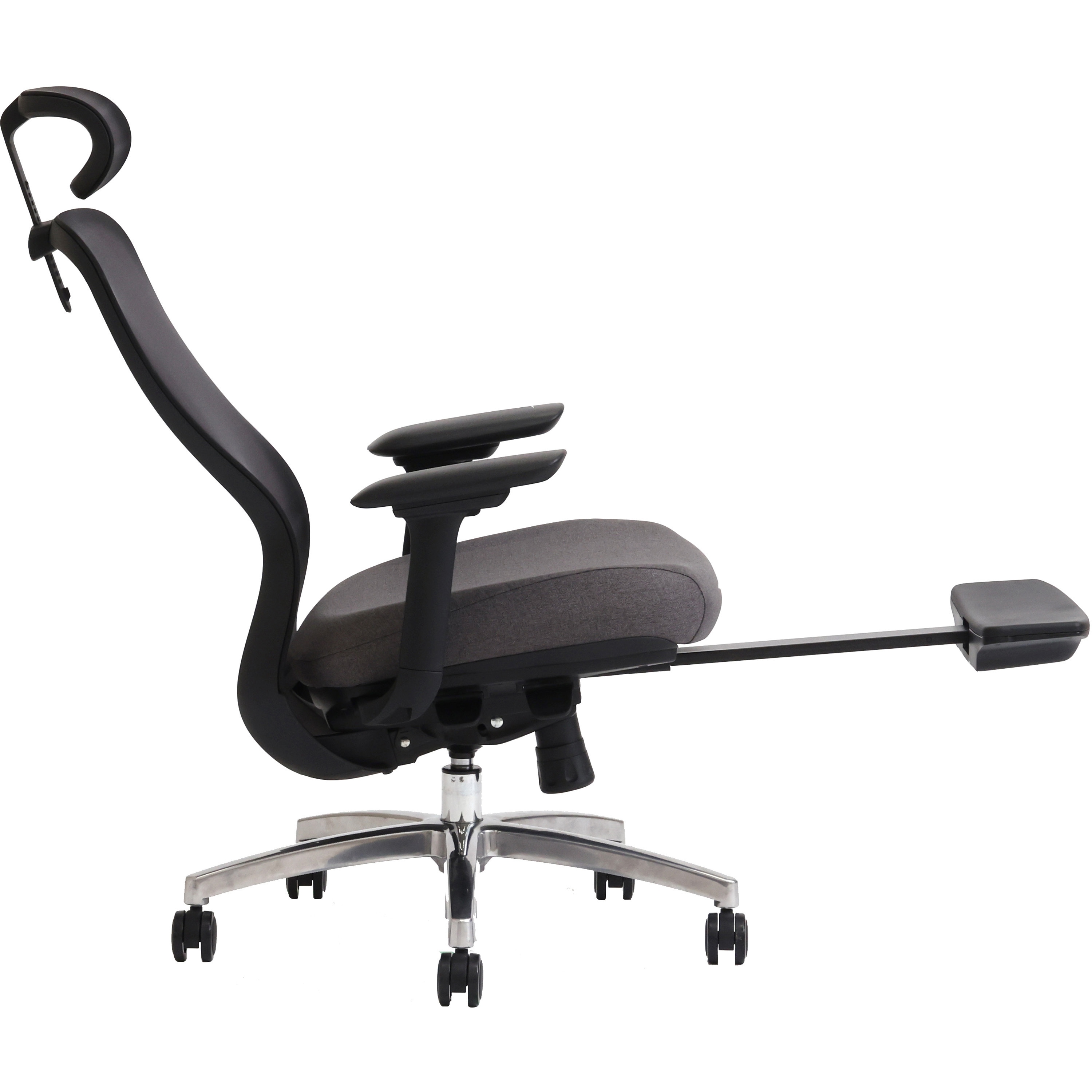 A04-L フレームBK・座チャコールGY・メッシュBK A04-L オットマン付き 関家具(WINcase/ウィンケース) キャスターあり 背 メッシュ・座 ファブリック 高さ1120～1305mm幅695mm奥行665mm