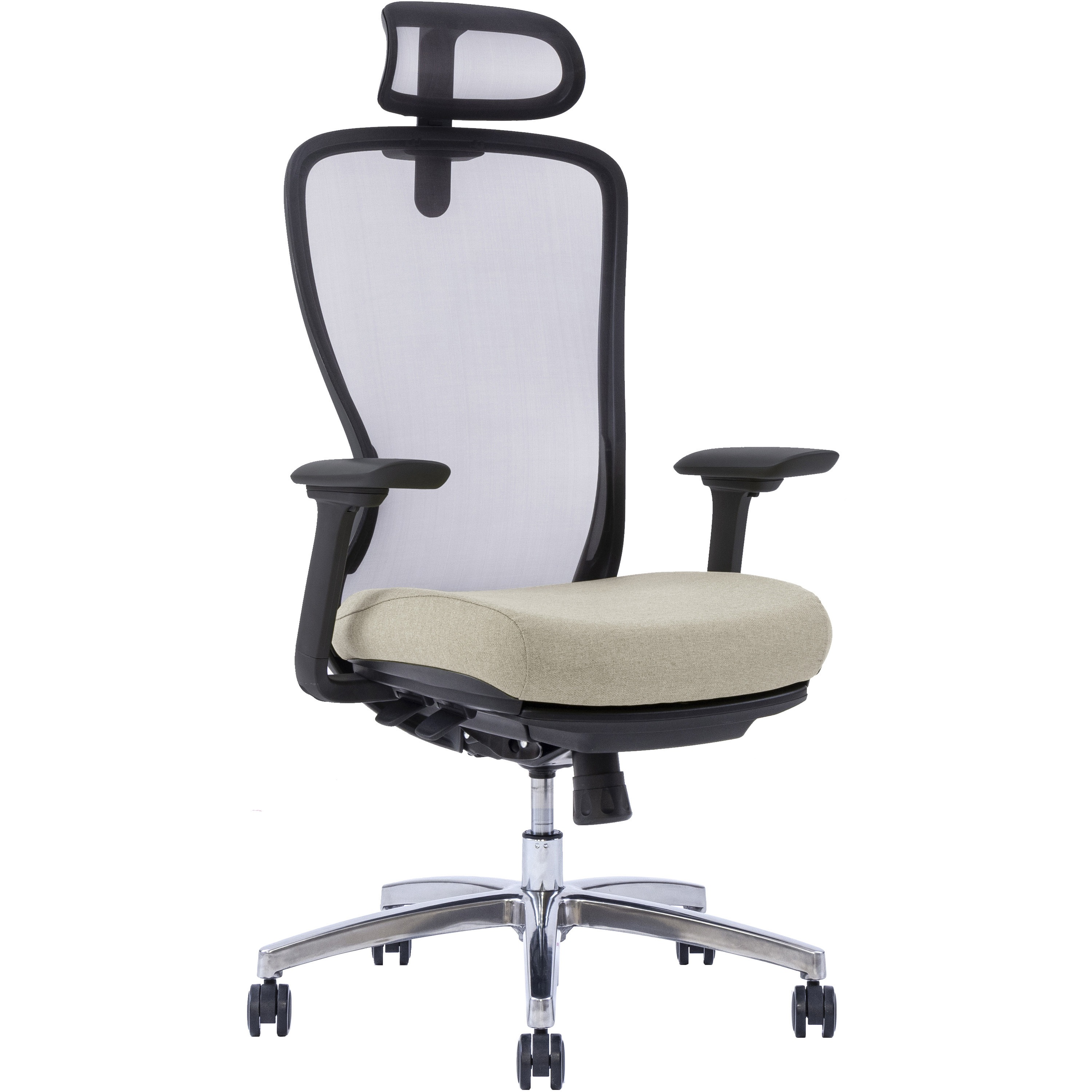 A04-L フレームBK・座グレージュ・メッシュBK A04-L オットマン付き 関家具(WINcase/ウィンケース) キャスターあり 背 メッシュ・座 ファブリック 高さ1120～1305mm幅695mm奥行665mm