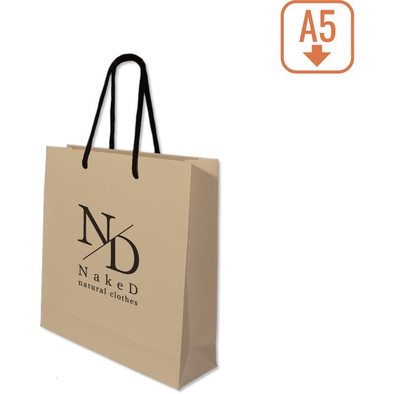 【名入れ】クラフト手提げ紙袋≪イラストレーターデーター入稿≫ レスタス オフセット印刷 規格Mスクエアサイズ 1セット(500枚)