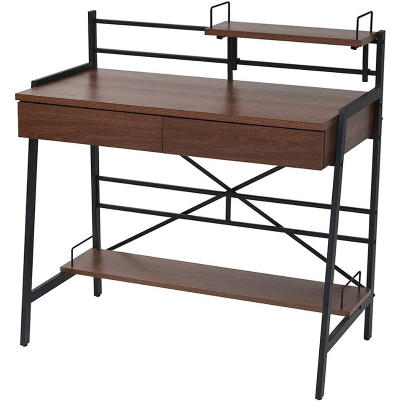 KKS-0015 パソコンデスク 2WAY ロータイプ ハイタイプ  高さ調節 ワークデスク パーソナルデスク ジェイケイ・プラン 幅910mm ブラウン色 幅910mm奥行475mm  KKS-0015